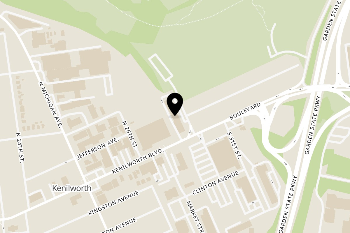 Map showing the location of Papa Johns Pizza on 870 Boulevard in Kenilworth